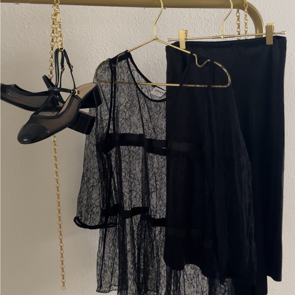 Armani Collezioni Black Lace Skirt Set